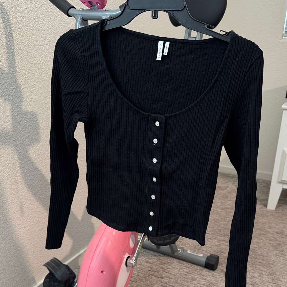 Black Ribbed Cardigan